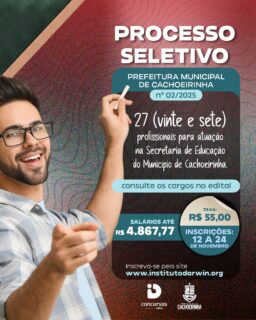 ✨ Processo Seletivo aberto em Cachoeirinha!

A Prefeitura Municipal está com 27 vagas para profissionais que desejam atuar na Secretaria de Educação, com salários de até R$ 4.867,77.

As inscrições acontecem de 12 a 24 de novembro, com taxa de R$ 55,00.

Acesse www.institutodarwin.org
, confira o edital completo e garanta sua participação nesse processo seletivo que pode transformar sua carreira! 💼📚

#ProcessoSeletivo #Educação #Cachoeirinha #InstitutoDarwin #Oportunidade #Trabalho #Carreira