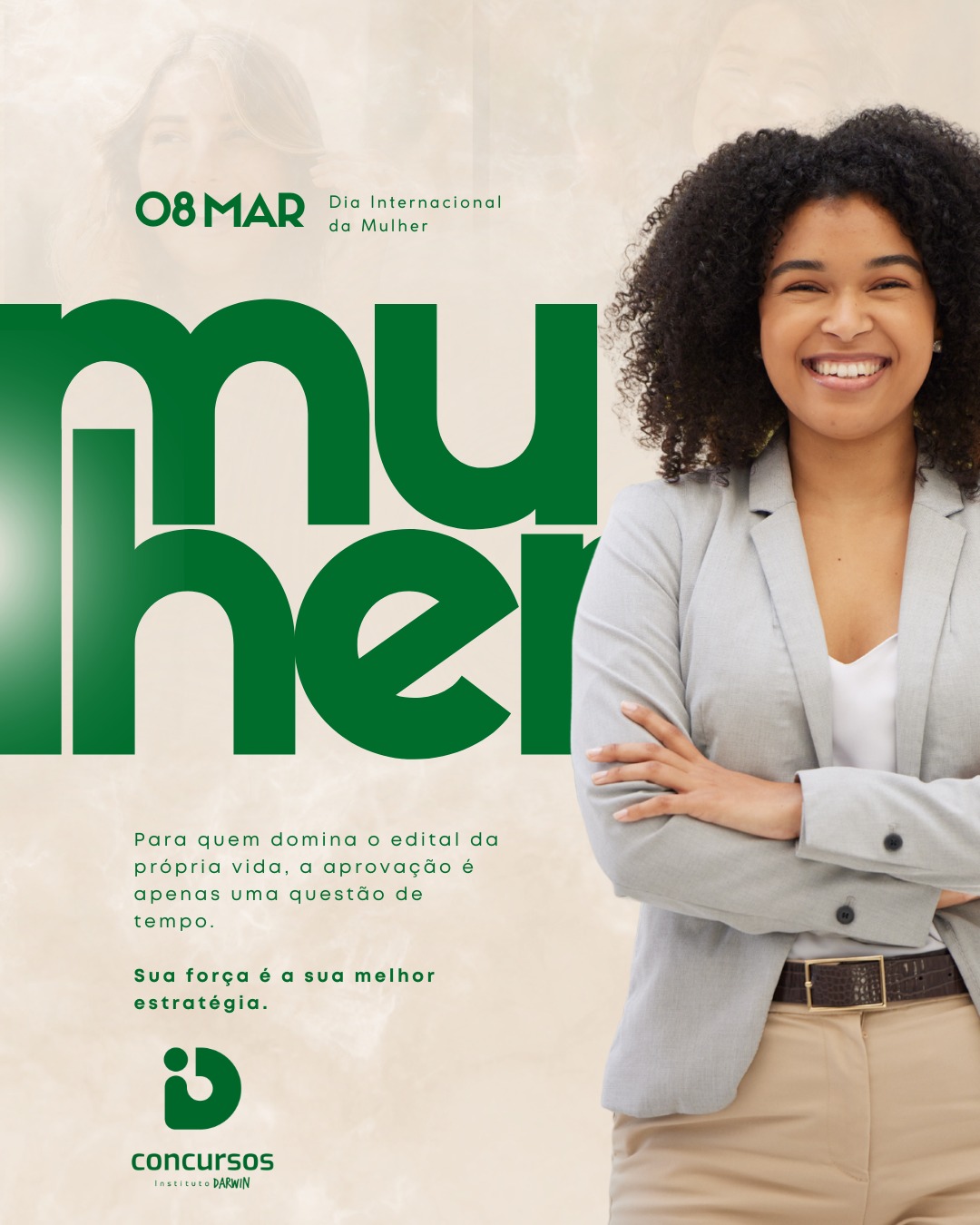 A caminhada até a posse exige mais do que horas de estudo; exige a resiliência de quem sabe exatamente onde quer chegar. ✍️📚

Neste Dia Internacional da Mulher, o Instituto Darwin celebra as guerreiras que conciliam sonhos, prazos e desafios, sem nunca perder o foco na nomeação. Você não está apenas estudando para uma prova, está construindo a sua independência e o seu futuro.

Que a sua determinação hoje seja o combustível para o seu "aprovada" amanhã.

Feliz Dia da Mulher para todas as futuras servidoras! 🌟

#IDConcursos #InstitutoDarwin #Concurseira #DiaDaMulher #FocoNaPosse #EstudaQueAPassa #MulheresNoServicoPublico