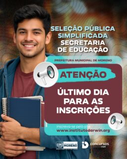 🚨 ATENÇÃO, CANDIDATO! 🚨

O prazo está acabando! Hoje é o último dia para garantir sua inscrição na Seleção Pública Simplificada da Secretaria de Educação de Moreno.

Se você deseja concorrer a uma das vagas e construir uma oportunidade no serviço público, não deixe para depois. Muitas pessoas perdem processos seletivos por falta de atenção aos prazos, e essa pode ser a sua última chance de participar desta seleção.

✅ Confira toda a documentação exigida
✅ Finalize sua inscrição dentro do prazo
✅ Evite imprevistos de última hora

Acesse agora o site e conclua sua inscrição:
📲 www.institutodarwin.org

#InstitutoDarwin #DarwinConcursos #MorenoPE #SeleçãoSimplificada #SecretariaDeEducação  #ProcessoSeletivo #Educação #Moreno #OportunidadeProfissional