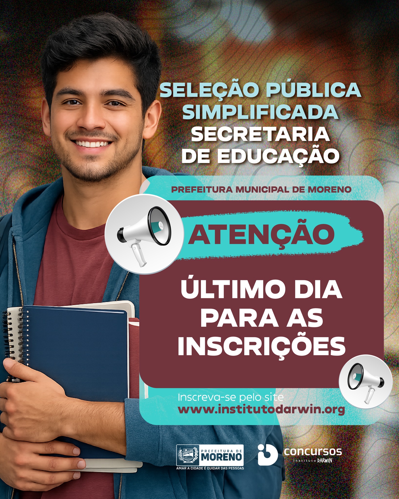 🚨 ATENÇÃO, CANDIDATO! 🚨

O prazo está acabando! Hoje é o último dia para garantir sua inscrição na Seleção Pública Simplificada da Secretaria de Educação de Moreno.

Se você deseja concorrer a uma das vagas e construir uma oportunidade no serviço público, não deixe para depois. Muitas pessoas perdem processos seletivos por falta de atenção aos prazos, e essa pode ser a sua última chance de participar desta seleção.

✅ Confira toda a documentação exigida
✅ Finalize sua inscrição dentro do prazo
✅ Evite imprevistos de última hora

Acesse agora o site e conclua sua inscrição:
📲 www.institutodarwin.org

#InstitutoDarwin #DarwinConcursos #MorenoPE #SeleçãoSimplificada #SecretariaDeEducação  #ProcessoSeletivo #Educação #Moreno #OportunidadeProfissional