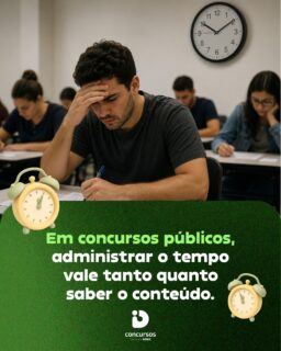 Nem sempre a diferença entre quem é aprovado e quem fica na lista de espera está no conhecimento. Muitas vezes, está na forma como administra a prova.

Controlar o tempo, manter a calma e evitar "travar" em uma única questão são atitudes que aumentam seu desempenho e ajudam a aproveitar todo o potencial que você construiu durante a preparação.

No dia da prova, conhecimento e estratégia caminham juntos.