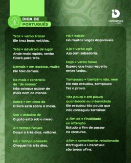 Português também se aprende nos detalhes. 📚✍️

Palavras parecidas podem ter significados e usos completamente diferentes, e saber distingui-las pode fazer a diferença na hora da prova.

Salve este post para revisar depois e não deixe uma questão escapar por distração. 🎯

#IDConcursos #ConcursosPúblicos #PortuguêsParaConcursos #DicasDePortuguês #Concurseiros #Estudos #RumoÀAprovação
