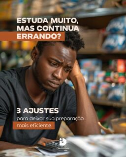 Estudar muito e continuar errando pode ser um sinal de que sua preparação precisa de ajustes. 📚

Resolver questões durante o estudo, entender a causa dos erros e reservar tempo para revisar ajudam você a identificar dificuldades e direcionar melhor seus esforços.
Confira os 3 ajustes do carrossel e coloque em prática na sua rotina.

📌 Salve para consultar depois e compartilhe com quem também está se preparando para um concurso!